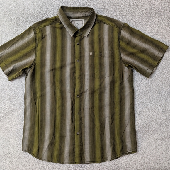 Prana Other - Men's Green Striped Short Sleeve Shirt